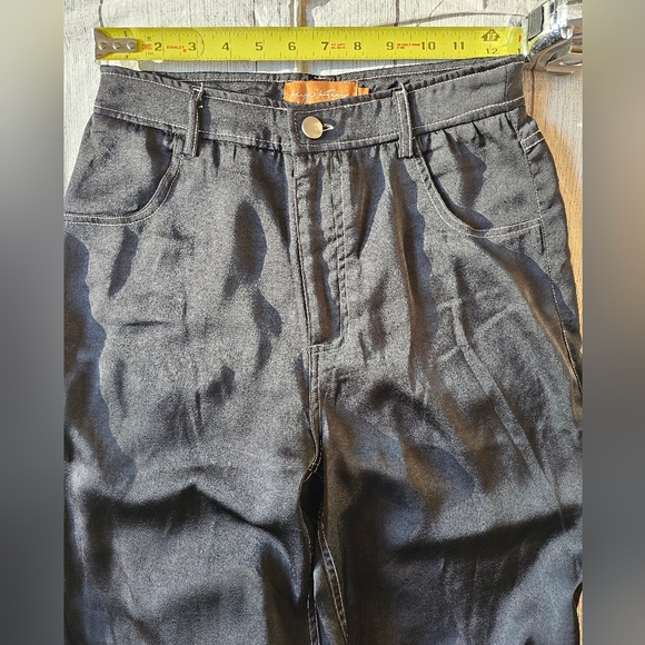 Beige Botany Size Small Wide Leg Hi-Rise Satin Feel Pants Goth Rave Grunge Y2K - Picture 8 of 12